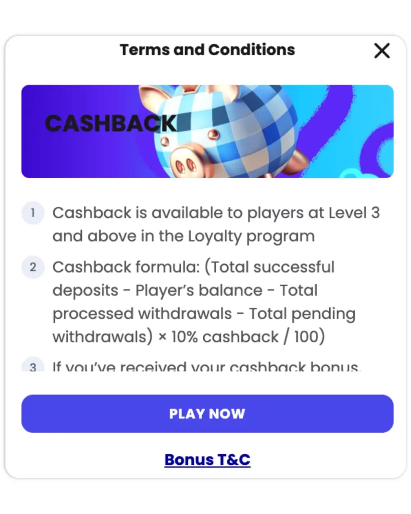 cashback queenwin casino