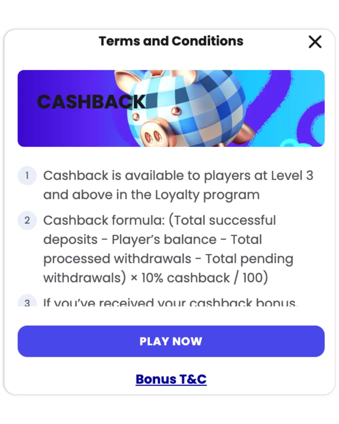 Cashback bonus terms image 